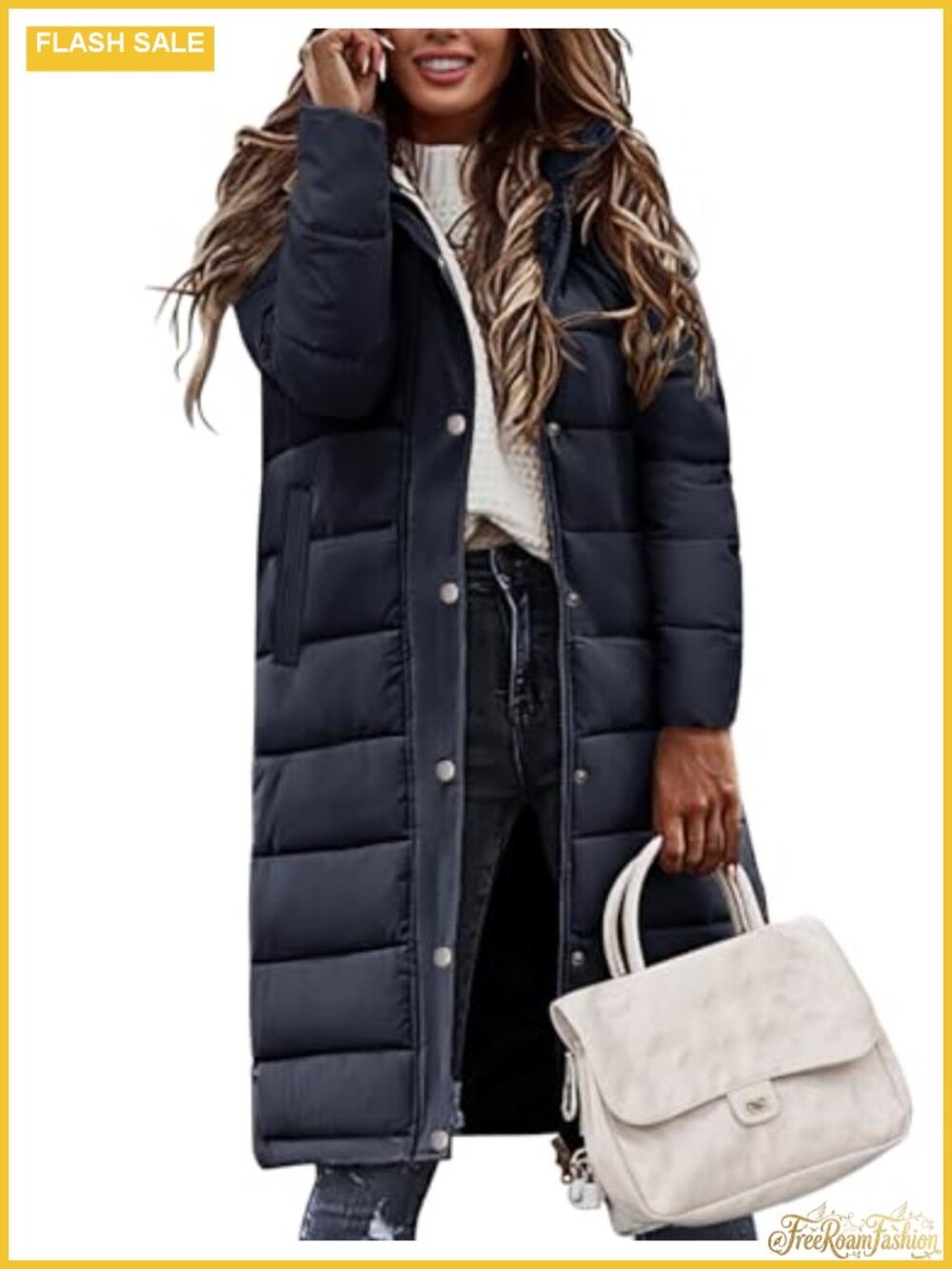 Women's Long Quilted Puffer Jacket Hooded Maxi Winter Coat